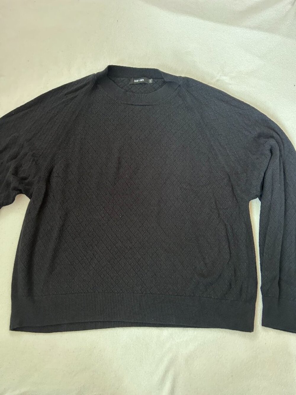 Saint + Sofia Black Textured Long Sleeve Sweater | Women's Medium
